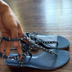 Zara Denim Studded Sandals